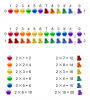 Dozenal Multiplications of 2 - Shiny Color Ball Towers.png